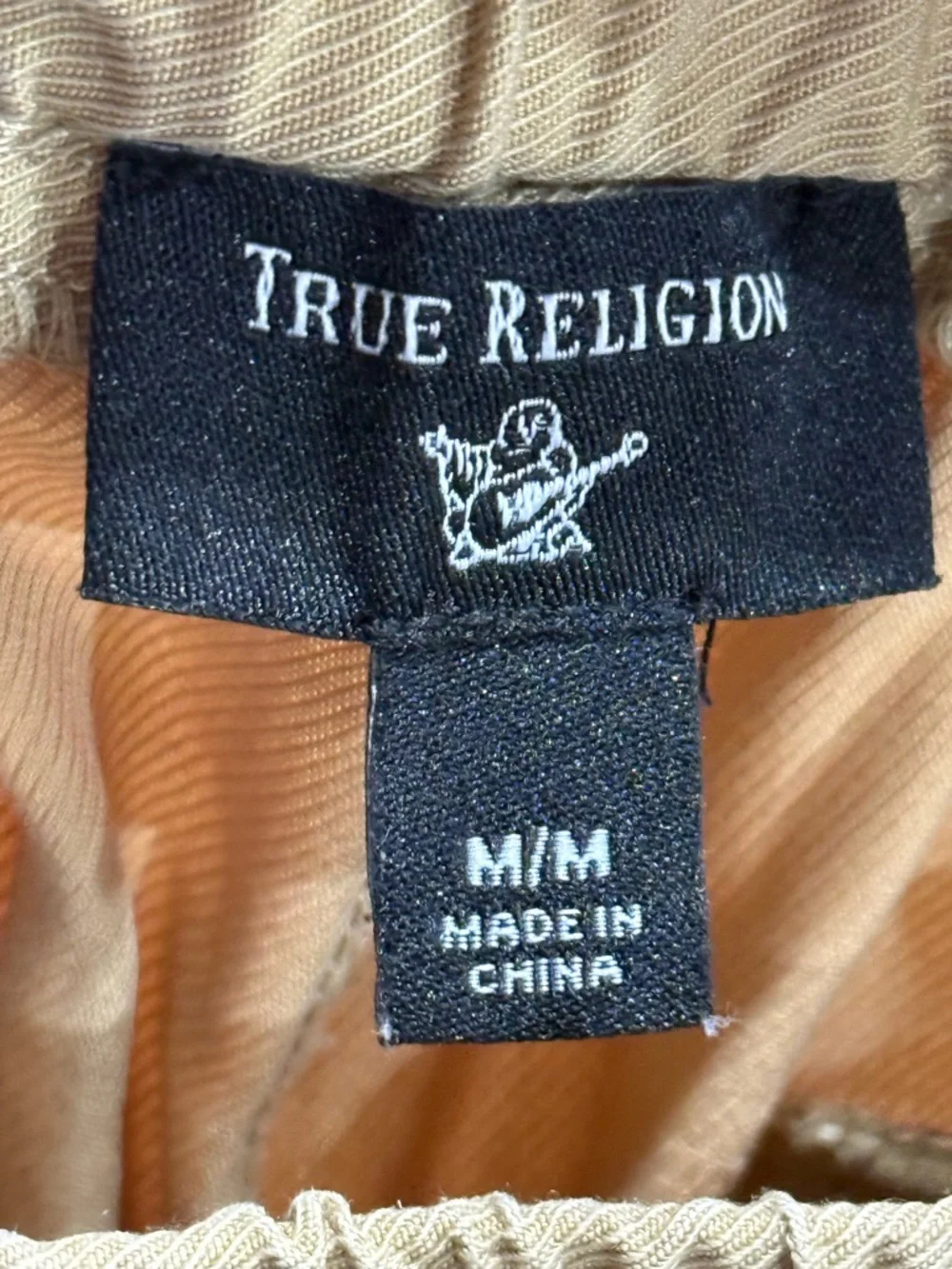 True Religion Rolled Jogger Pants Relaxed Drawstring Casual Streetwear Light Med